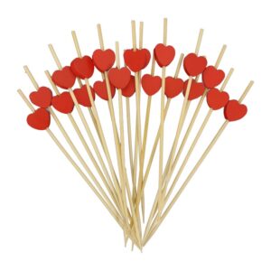 Espetinhos de Bambu Coração Vermelho 100un