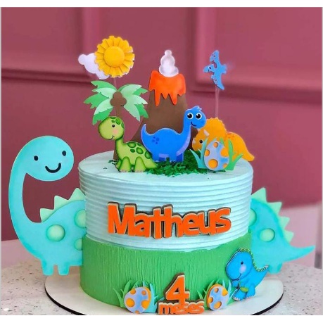 Topo de Bolo Dinossauro Personalizado 1 Topo de Bolo Dinossauro Personalizado