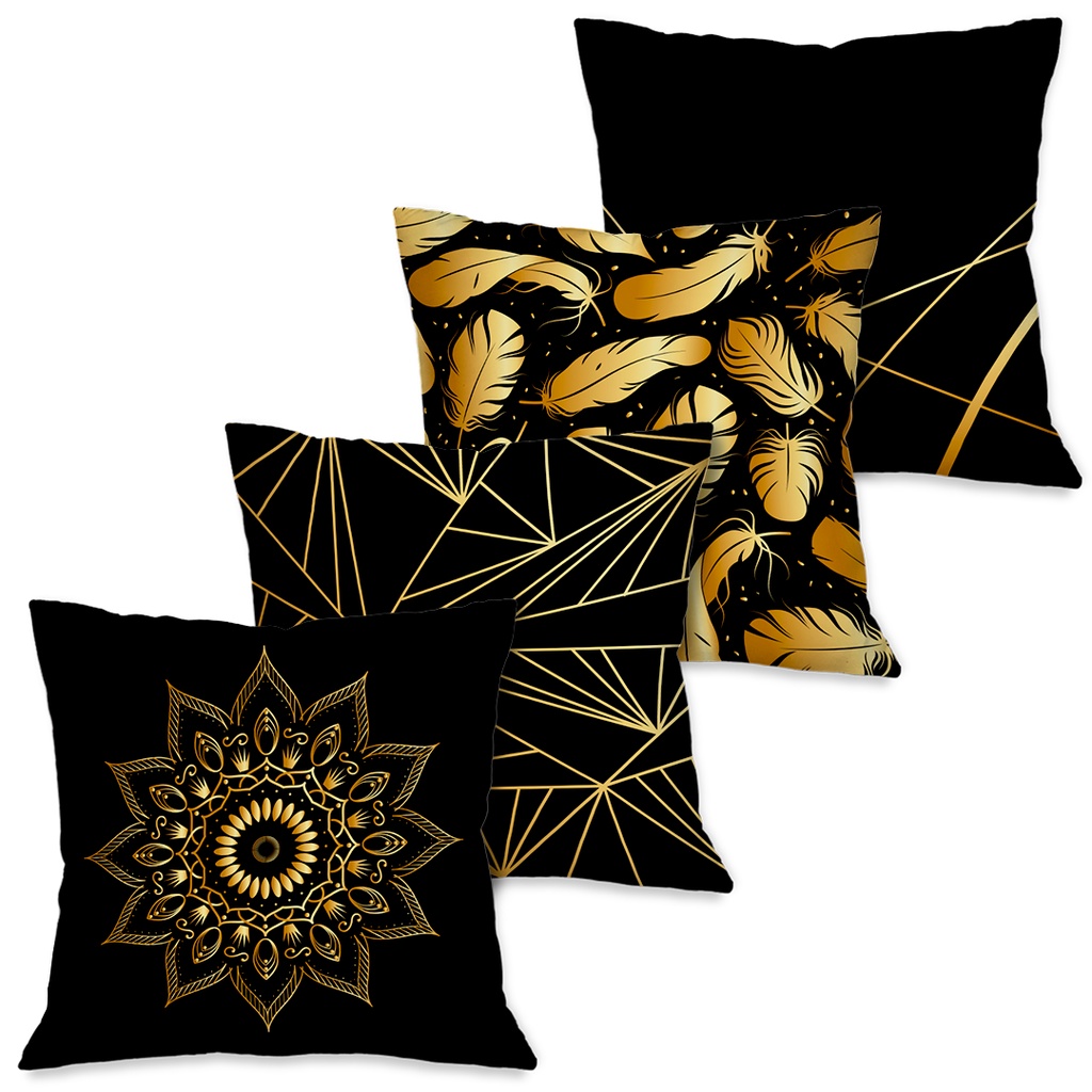 Capas Almofadas 45x45 Douradas Estampadas 1 Capas Almofadas 45x45 Douradas Estampadas