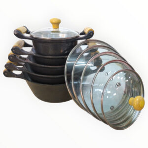 Jogo de Panelas Alumínio 5 Peças com Vidro