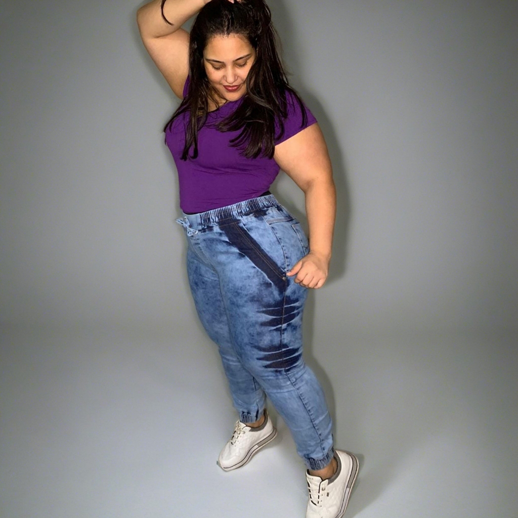 Cal?a Jeans Jogger Plus Size Feminina 1 Calça Jeans Jogger Plus Size Feminina