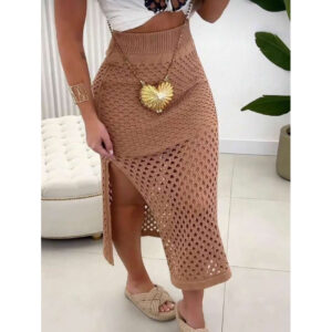 Saia Trico Modal Furo Com Fenda Praia 2024