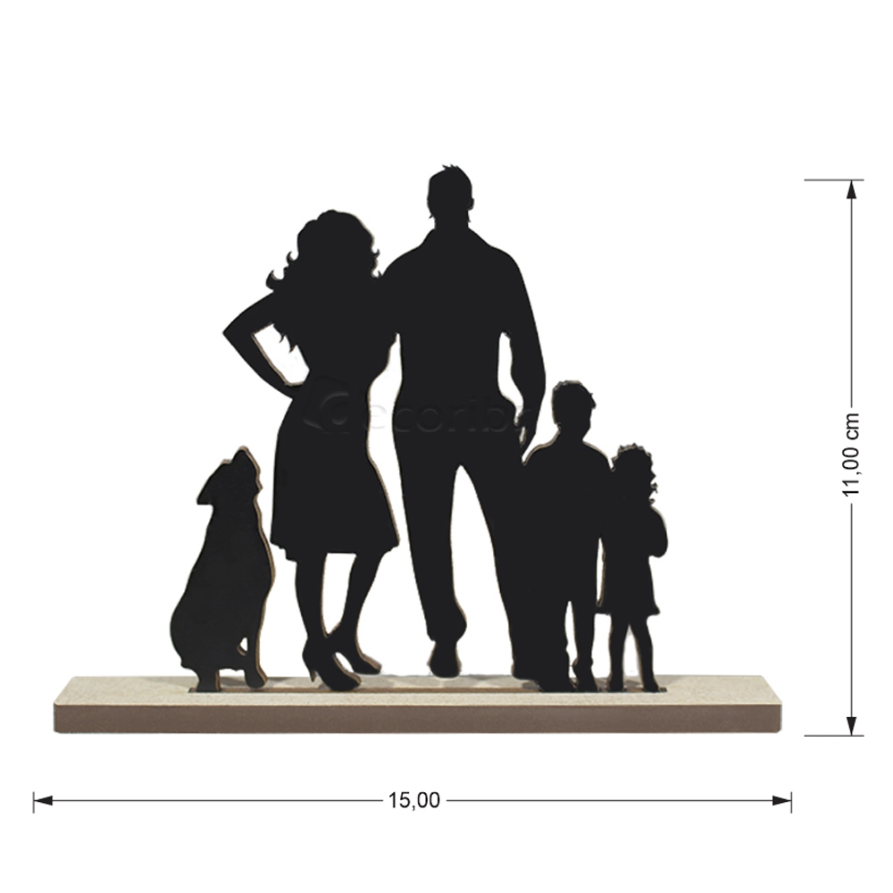 Totem Silhueta Fam?lia MDF Decora??o 11cm 1 Totem Silhueta Família MDF Decoração 11cm