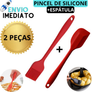 Kit Espátula e Pincel Silicone Culinário