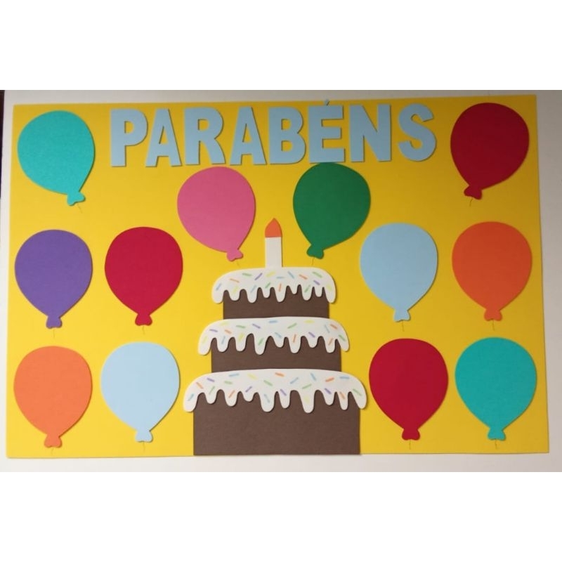 Painel Escolar Anivers?rio EVA 60x40cm 1 Painel Escolar Aniversário EVA 60x40cm