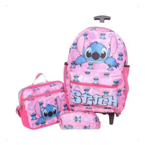 Kit Mochila Lilo Stitch + Lancheira + Estojo Escolar