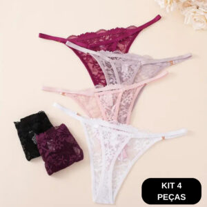 Calcinhas Renda Fio Dental - 4 Unidades