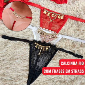 Calcinha Fio Personalizada com Frases e Strass