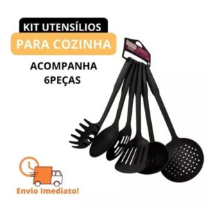 Conjunto Utensílios de Cozinha 6 Peças Preto