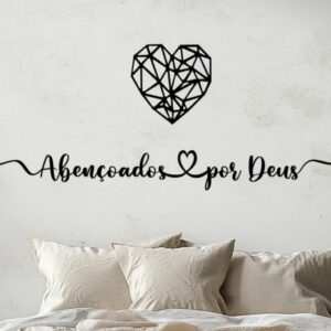 Quadro Parede Coração Abençoados por Deus MDF