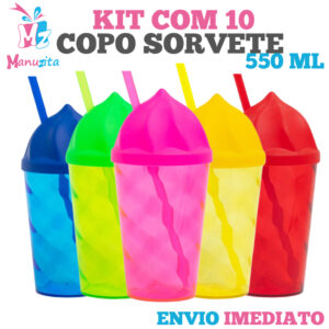 Copos Sorvete 550ml com Tampa Divertida