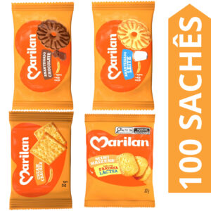 Kit 100 Sachês Biscoito Marilan Sabores