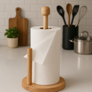 Porta Papel Toalha Madeira Coração 22x16x15cm