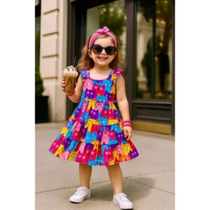 Vestido Infantil Estampado Gatinhos - Rodado