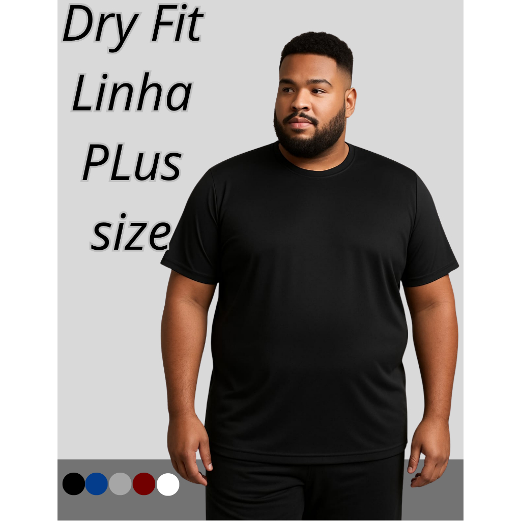 Camiseta Plus Size Masculina Lisa Poli?ster 1 Camiseta Plus Size Masculina Lisa Poliéster