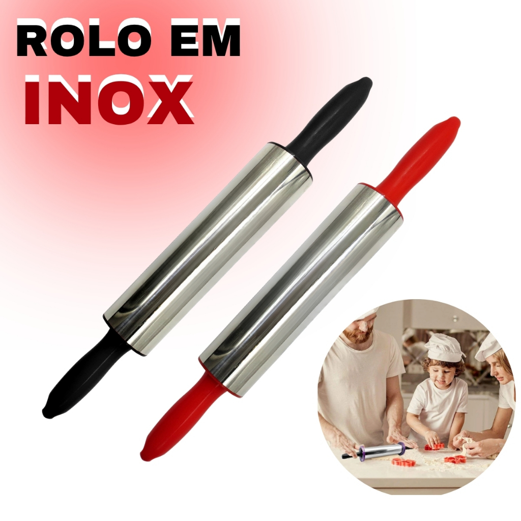 Rolo para Massa Inox Antiaderente 1 Rolo para Massa Inox Antiaderente