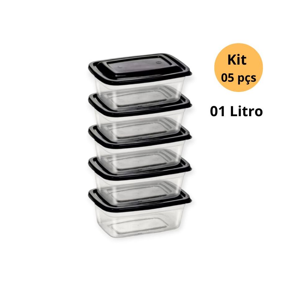 Potes Transparente 1 Litro - 5 Pe?as BPA Free 1 Potes Transparente 1 Litro - 5 Peças BPA Free