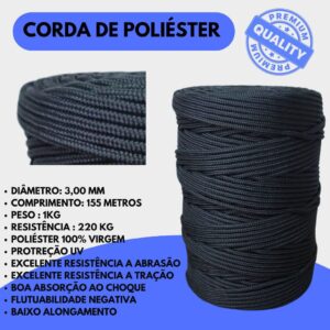Corda Trançada Poliéster 3,0mm - 155m
