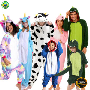 Macacão Pijama Kigurumi Dinossauro/Unicórnio