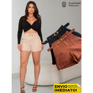 Short Alfaiataria Feminino com Cinto Premium