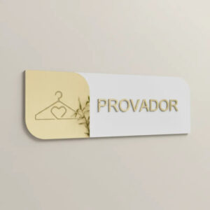 Plaquinha Porta Provador MDF Acrílico Espelhado