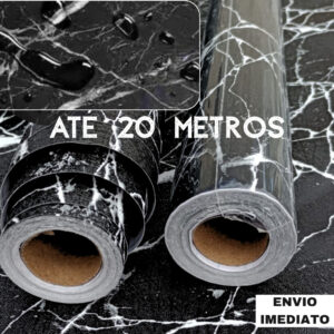 Papel de Parede Adesivo Marmore Preto 5m 10m 20m