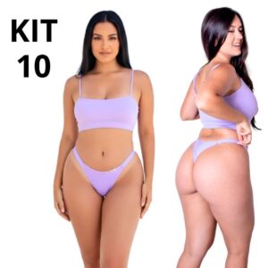 Calcinha Microfibra Fio Duplo Cós Alto - Kit 3-10