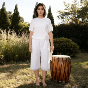 Calça Umbanda Adulto Oxford Renda Inglesa