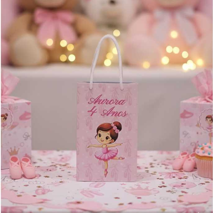 Sacolinha Personalizada Bailarina - Festa Infantil 1 Sacolinha Personalizada Bailarina - Festa Infantil