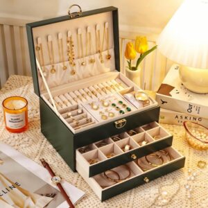 Porta-jóias de Couro com Divisórias Organizadoras