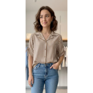 Camisa Social Manga Curta Seda Crepe