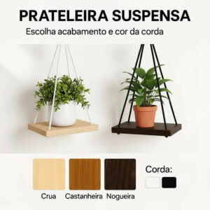 Prateleira Suspensa Madeira Pinus - Nicho Decorativo