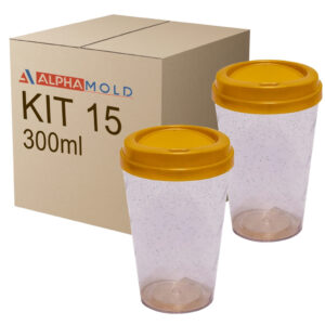 Copos Neon 300ml com Tampa - 15 Unidades