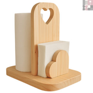 Porta Papel Toalha Coração Madeira Pinus