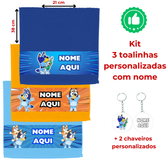 Kit Toalhinhas Lavabinho Personalizadas com Nome + Chaveiros 1 Kit Toalhinhas Lavabinho Personalizadas com Nome + Chaveiros
