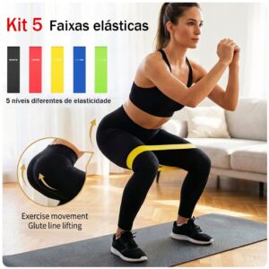 Faixas Elásticas para Treino Funcional - 5 Unidades
