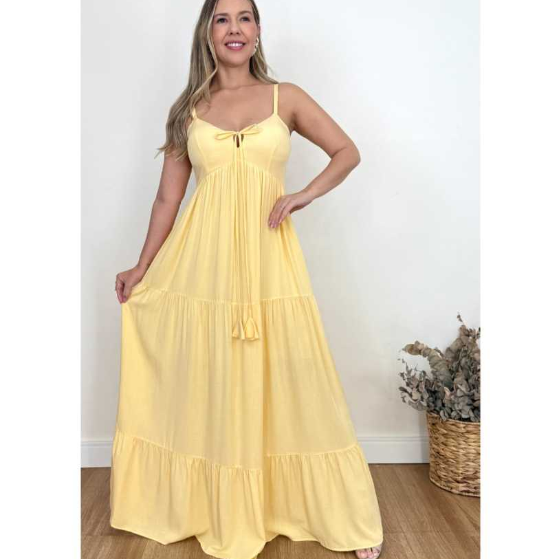 Vestido Longo Viscolinho Bojo Ajust?vel 1 Vestido Longo Viscolinho Bojo Ajustável