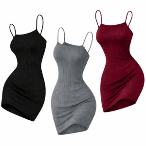 Vestido Canelado Curto Alcinha Feminino