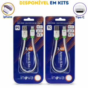Cabo USB Tipo C e iPhone 30cm Inova Original