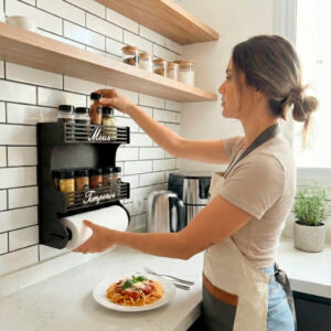 Suporte de Temperos e Papel Toalha para Parede