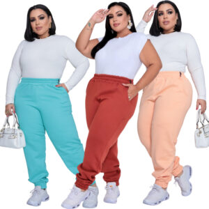 Calça Jogger Plus Size Moletom Cintura Alta