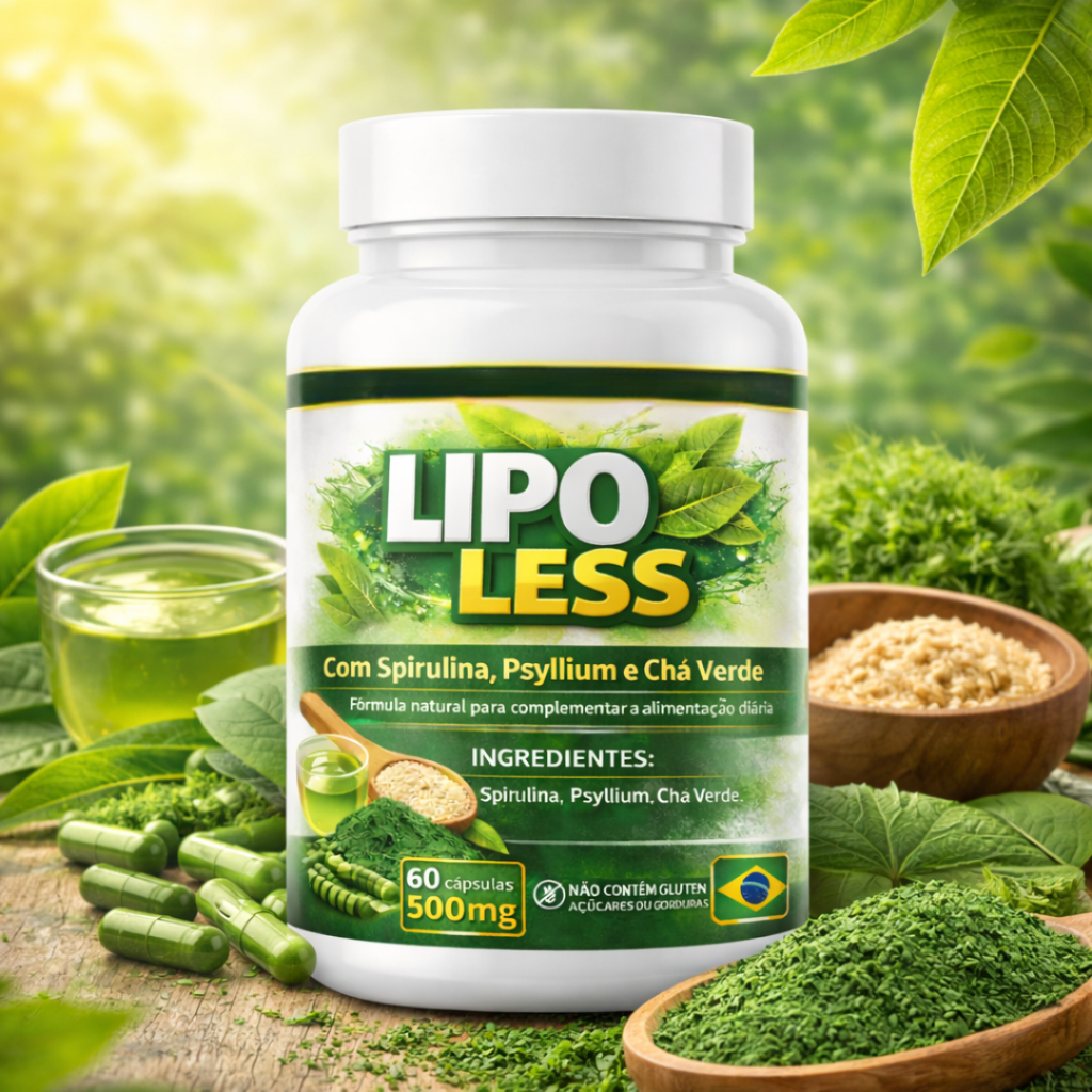 Suplemento Spirulina, Psyllium e Chá Verde (60 Cápsulas)