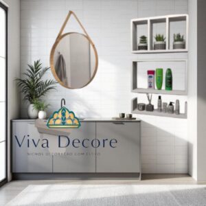 Kit Nichos Prateleiras Banheiro Branco MDF