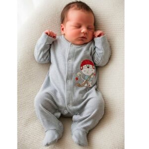 Macacão Longo Plush Bordado Bebê RN/P/M