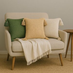 Capa Almofada Boho 45x45 Algodão Pompom