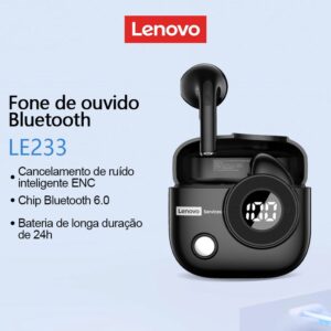 Fones Bluetooth Lenovo LE233 Cancelamento Ruído