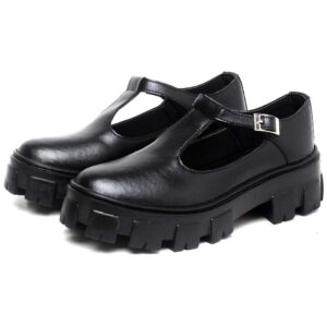 Mocassim Feminino Mary Jane Preto Fosco