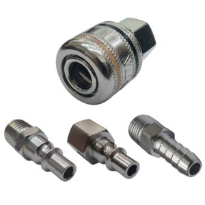 Kit Conectores Engate Rápido Compressor Pneumático 1/4 NPT 4Pçs
