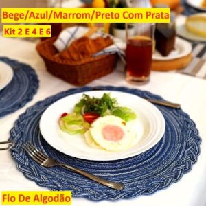 Jogo Americano Redondo Algodão Renda 38cm