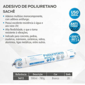 Adesivo Poliuretano Kala 780g Branco